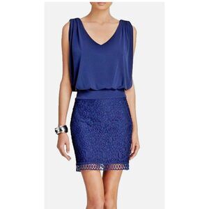 Laundry by Shelli Segal Navy Blouson Lace Skirt Dress